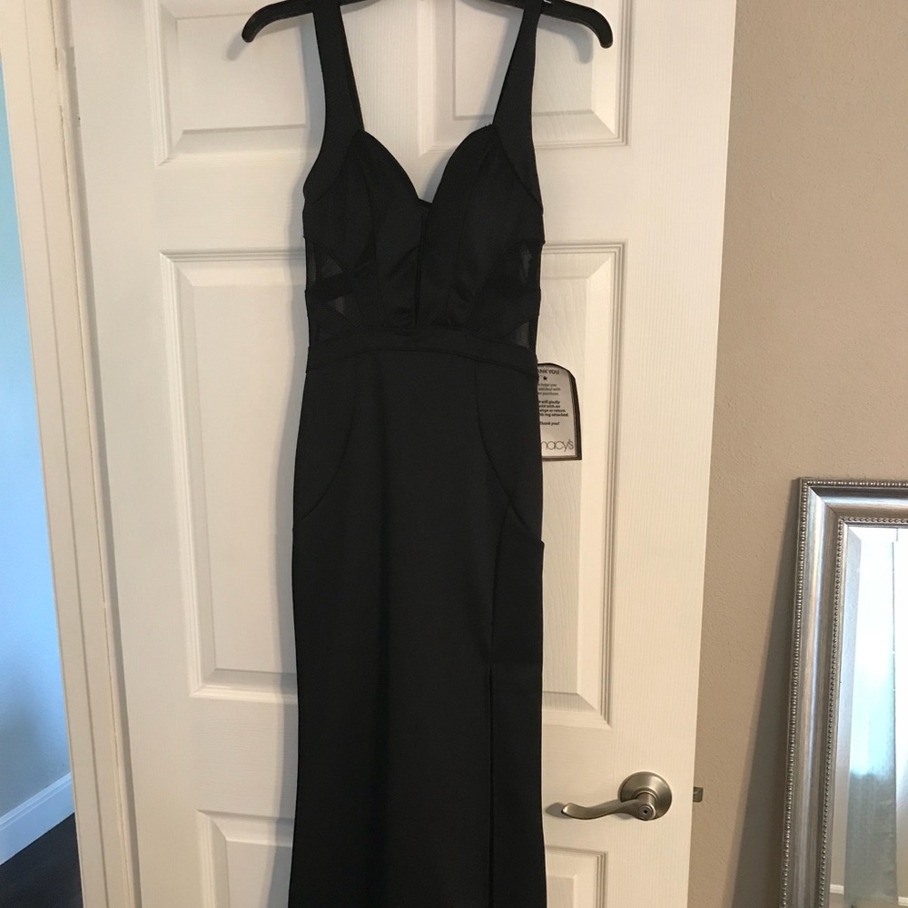 Black Maxi Gown with Sheer Sides Brand New